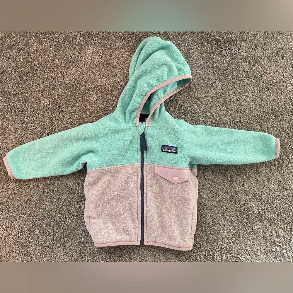 Patagonia Mint Green and Beige Hooded Jacket